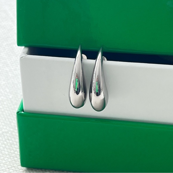 Silver Organic Drop Earrings - Picture 5 of 6